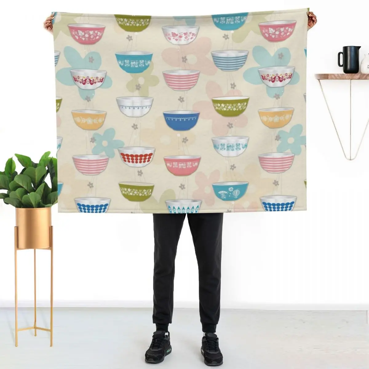 Vintage Pyrex Bowls Collection Throw Blanket Luxury Brand Sofa Bed linens Moving heavy to sleep Furry Blankets