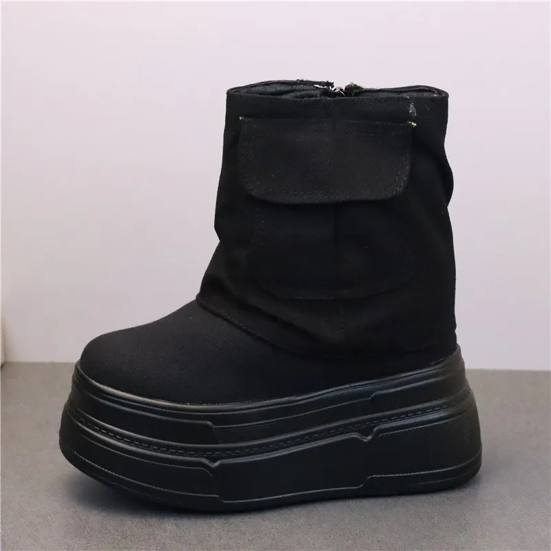 حذاء قماش أبيض عالي القطع للنساء بكعب مخفي 12 سم، حذاء قصير كاجوال للطلاب بتصميم عصري