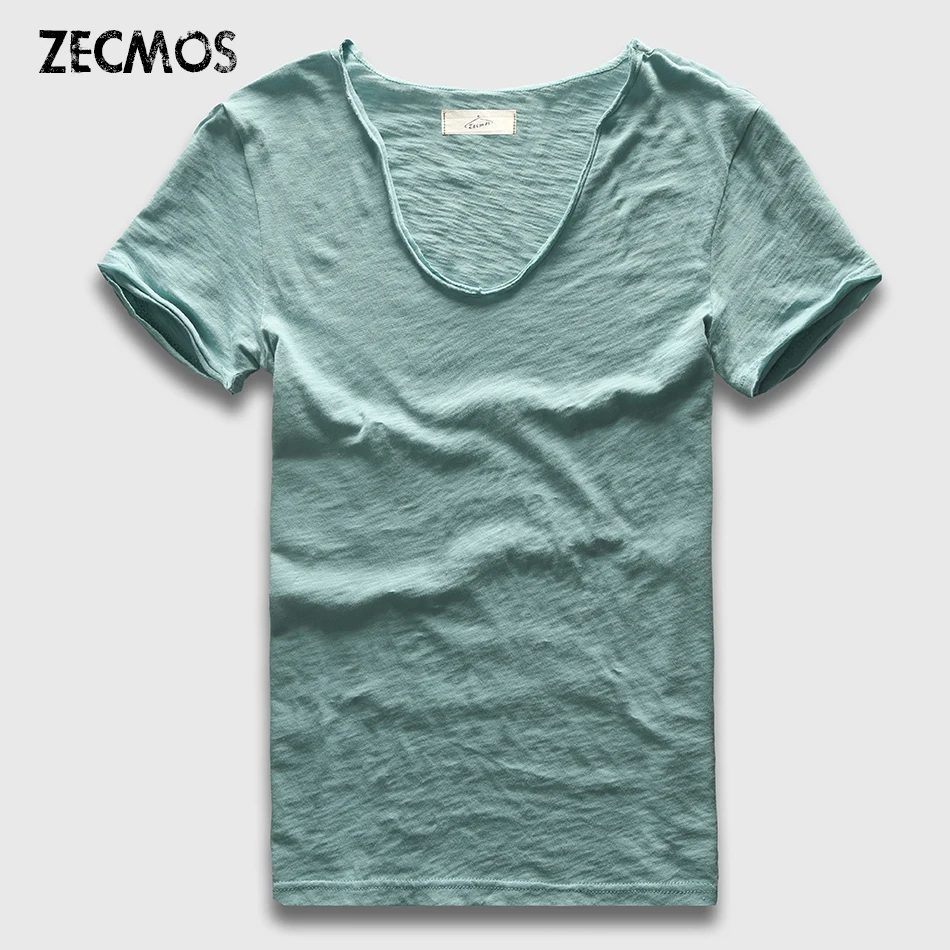 Zecmos-Camiseta de manga corta para hombre, lisa y con cuello en V, ropa para parte superior masculina, estilo hip hop, informal, talla XXXL