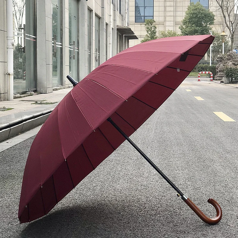 

Сверхмощный ветрозащитный зонт с длинной ручкой на 24 ребра, большой ветровой зонт для гольфа, классический прочный зонт от дождя для улицы