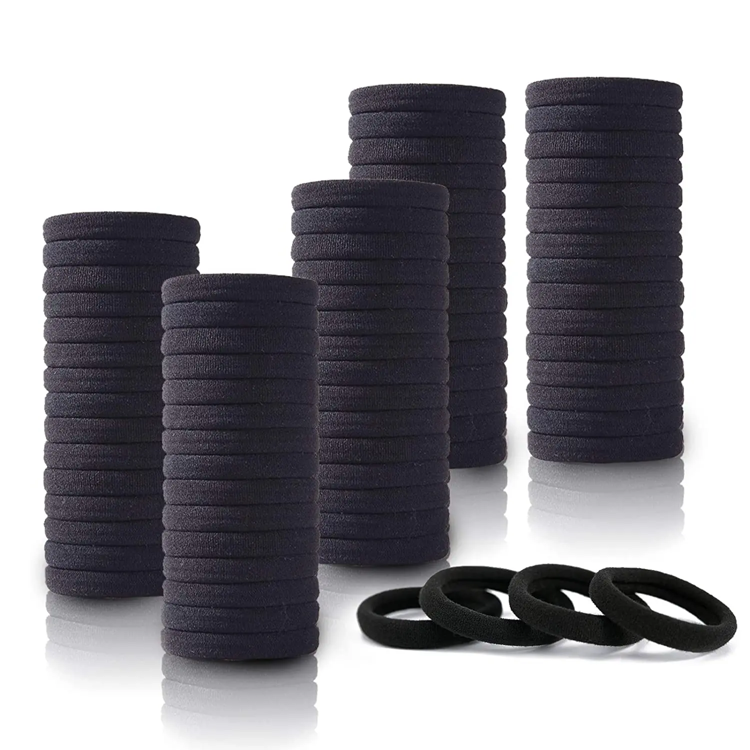 100 Pcs Hair Ties for Women Girls, Seamless Thick Black Hair Band, Elastic Hair Ties No Damage Ponytail Holder