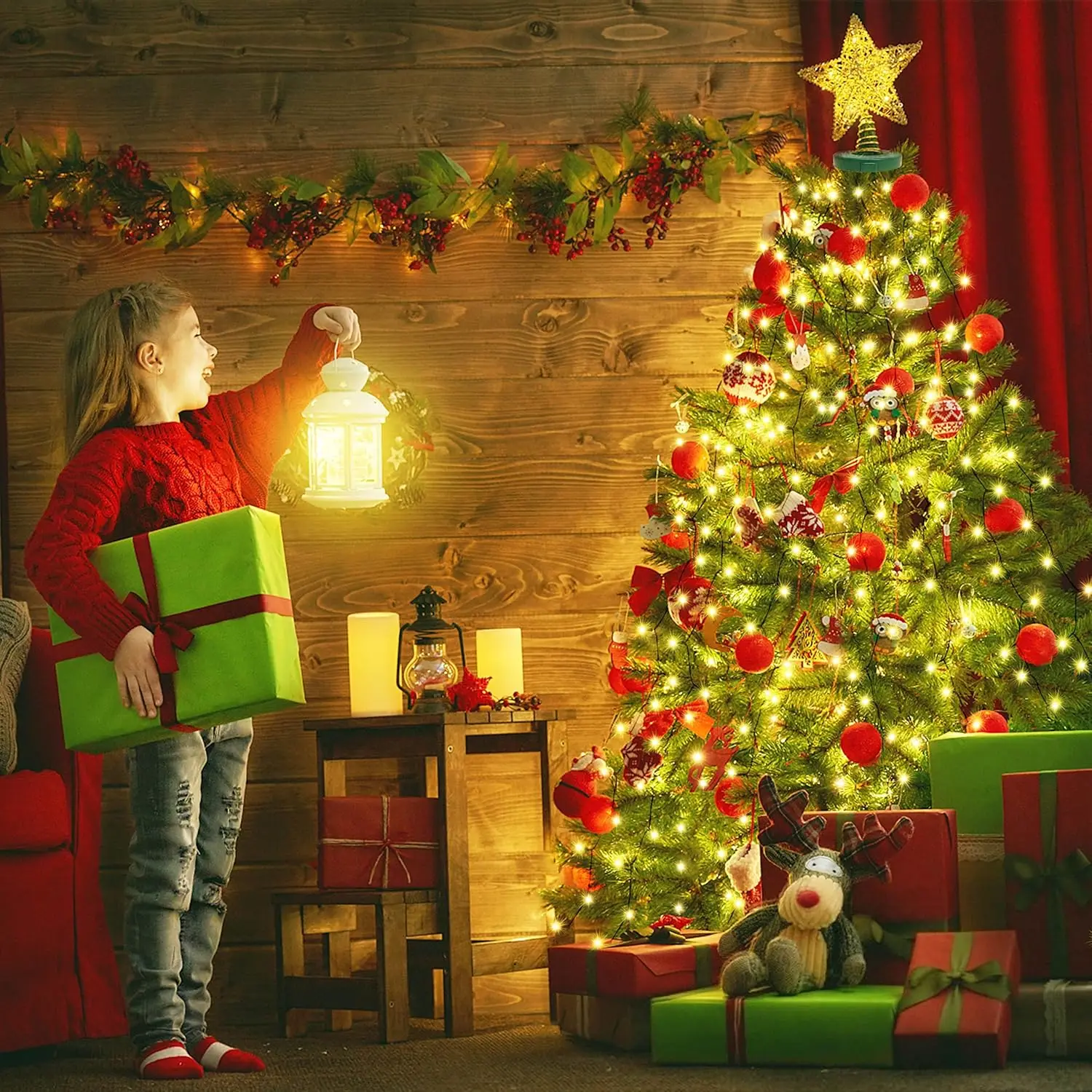 LED Christmas Waterfall String Light Christmas Tree Indoor Outdoor Garland Decoration Solar / USB Lamp for Garden Party Wedding