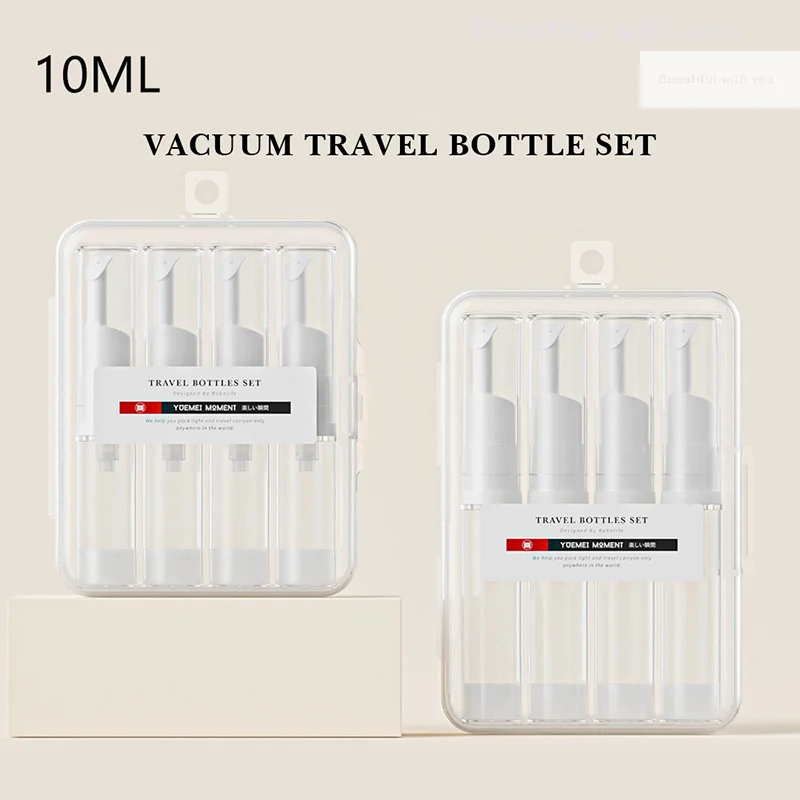 

4PCS 10ML Vacuum Press Bottle Travel Cosmetic Pressed Vacuum Lotion Cream Bottle Eye Serum Toiletries Liquid Containers Storage