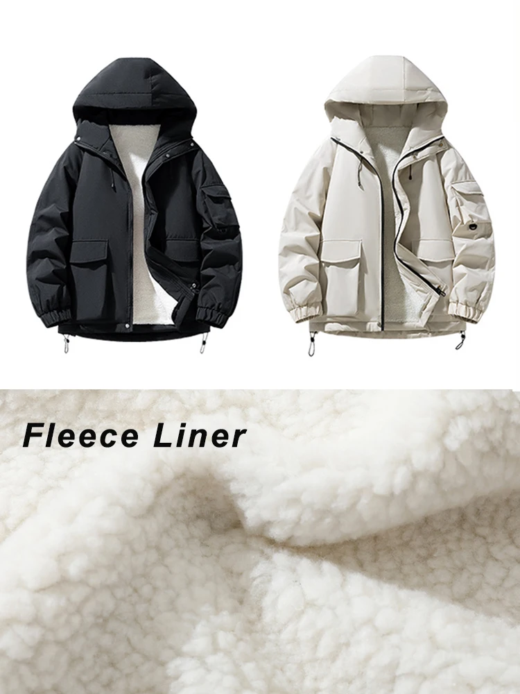 2024 New Winter Jacket Men Fleece Liner Thick Warm Parka Coat Hooded Windbreaker Korean Casual Thermal Jackets Plus Size 8XL