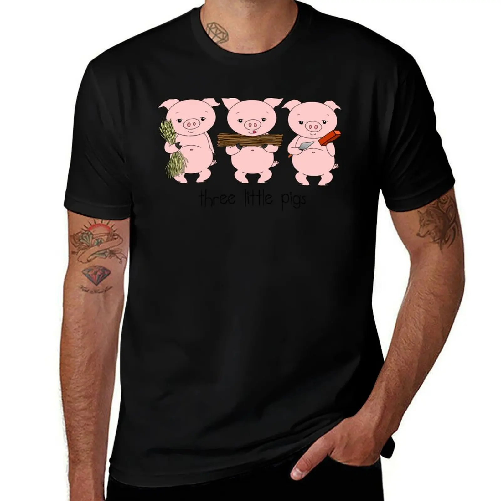 

Three Little Pigs T-Shirt black cotton t-shirt plain for man package t shirt custom print T-Shirt