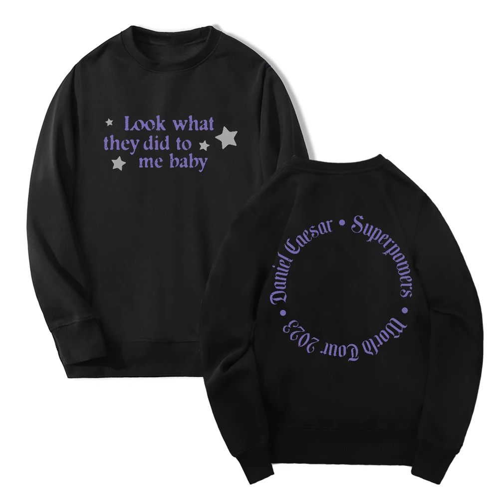 Daniel Caesar Superpowers World Tour Look What They Did to Me Baby Merch Crewneck Sweatshirt Women Men Long Sleeve Streetwear