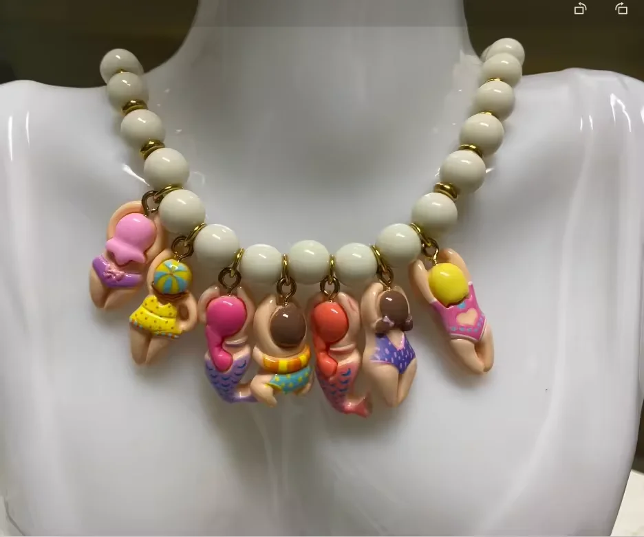 

2025 Fashion New Bikini Doll Necklace Adjustment Imitation Stone Neck Chain Handmade Gift Beads Chain Necklace Accessories
