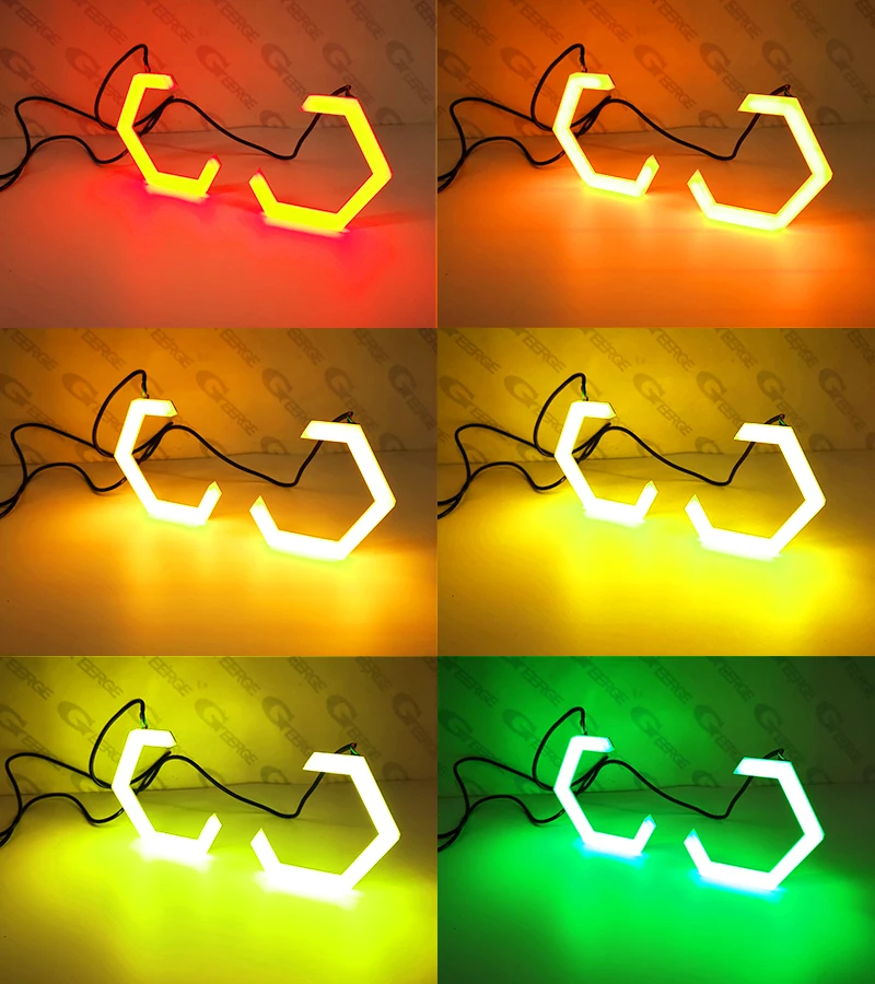 For Ford Focus 3 3.5 MK3 Mk3.5 Dynamic Sequential Revolving Turn Signal Lights DRL Multi Color RGB Led Angel Eyes Hex Halo Rings