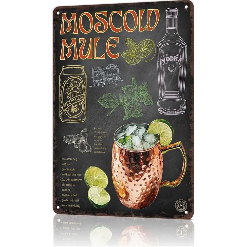مضحك خمر علامات معدنية موسكو البغل السبورة كوكتيل المشارك-قصدير تسجيل ملصق للمنزل غرفة المرآب مكتب ديكور