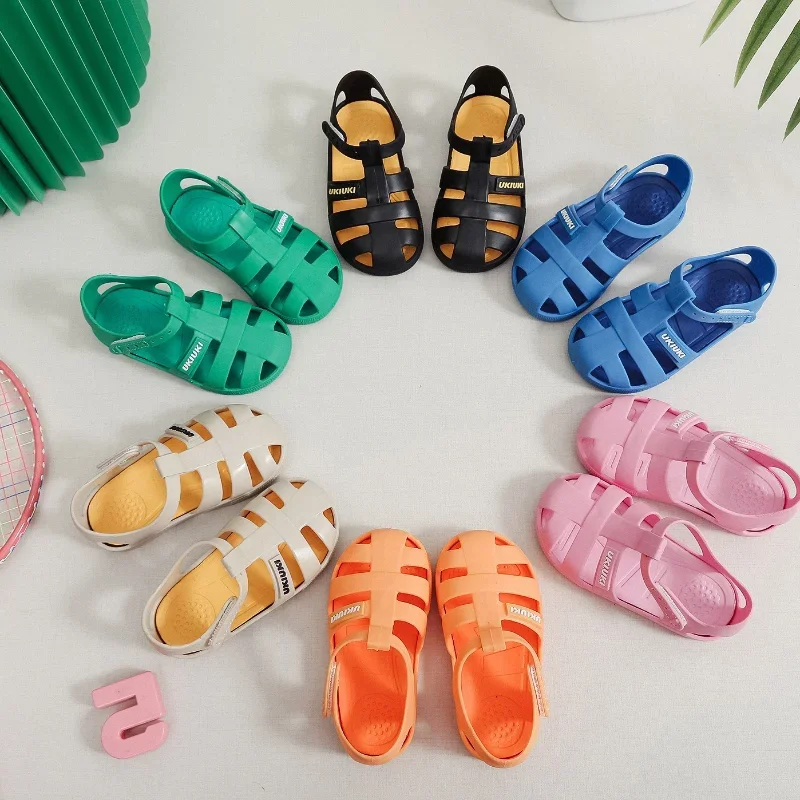 Children Beach Shoes for Sea Summer 2024 High Quality Girls Sandals Baby Soft Non-slip Princess Jelly Shoes Boy Roman Flip-flops