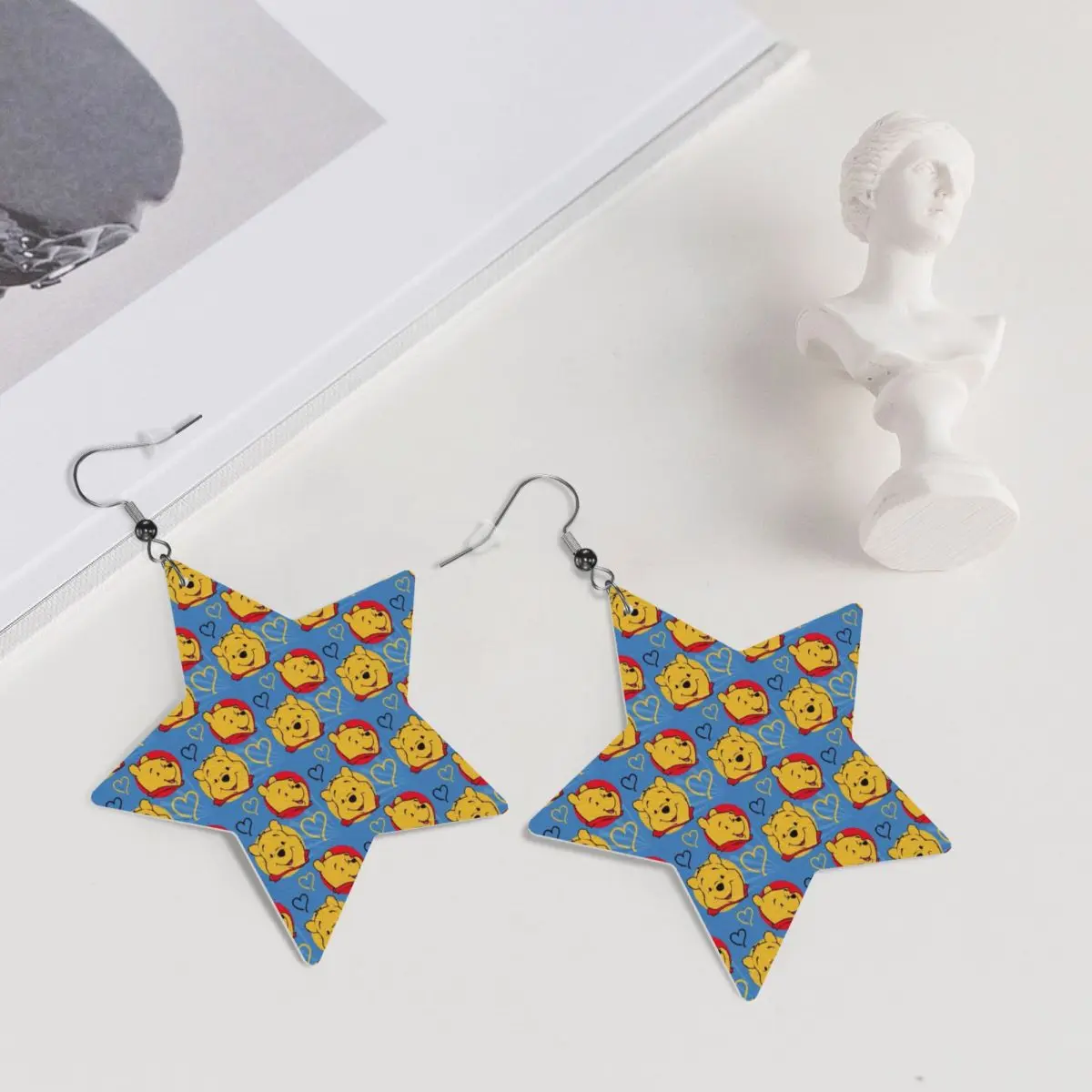 Custom Winnie The Pooh PVC Leather Earrings Dangle Earrings Jewelry For Women For Wife Mother Gift view 5