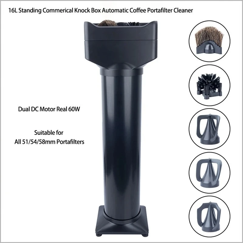 16L Commerical Electric Coffee Grounds Knock Box Automatic Coffee Portafilter Cleaner Electric Espresso Portafilter Brush 60W