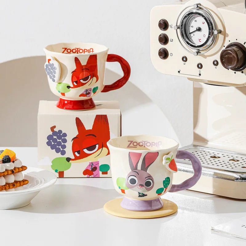 

Новая мультяшная анимированная чашка для воды Zootopia, высококачественная милая керамическая кружка для домашнего использования, одинаковые чашки для пар, кофейная кружка для завтрака