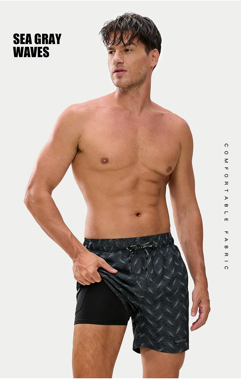 2026 Neuer Stil Herren-Badeshorts - Fitness, Surfen, Strandshorts - Verstellbare Taille Passende Herren-Badehose – Detail 10