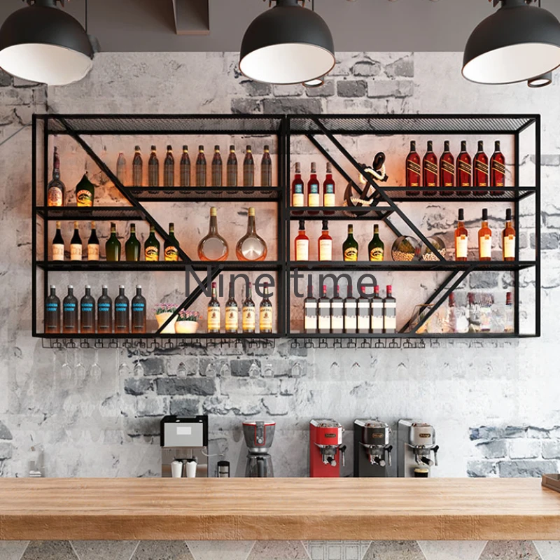 Industrial Bottle Wine Cabinets Cocktail Inverted Restaurant Patio Bar Cabinet Salon Holder Adega Barzinho Liquor Home Furniture