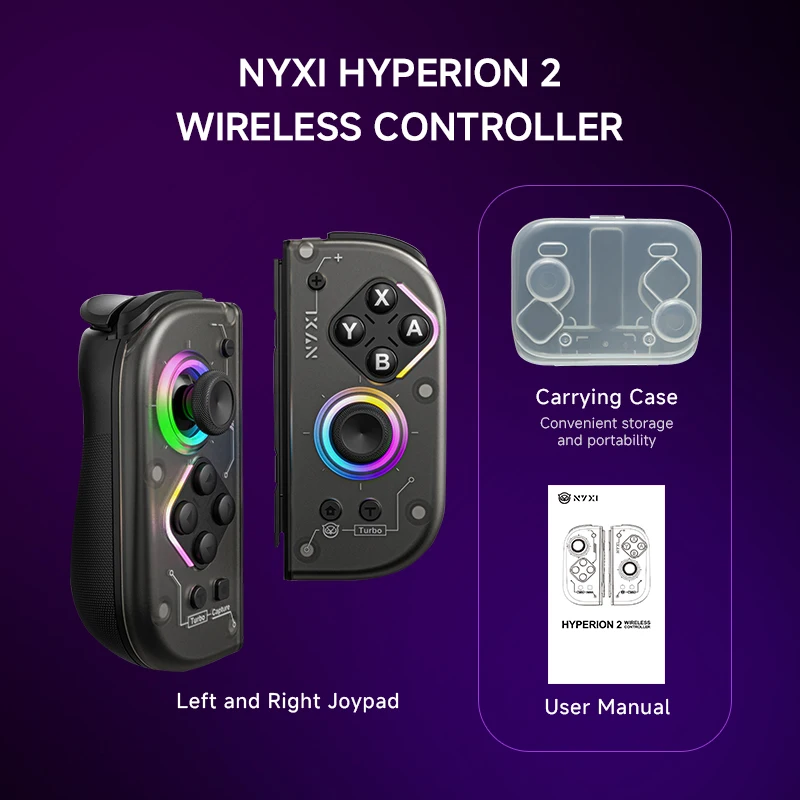 Contrôleur de commutation sans fil NYXI Hyperion 2 avec Joystick Hall Vibration réglable RVB