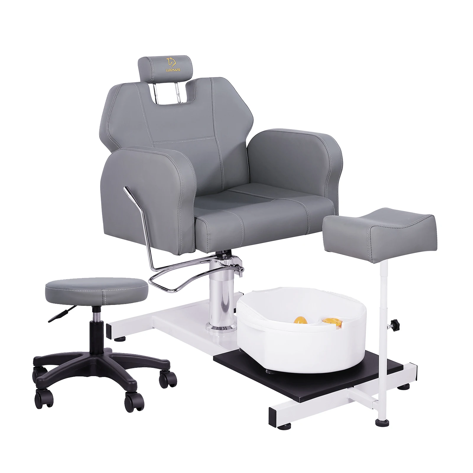 

Hydraulic Adjustable Spa Pedicure Chair No Plumbing Unit Station With Foot Basin White