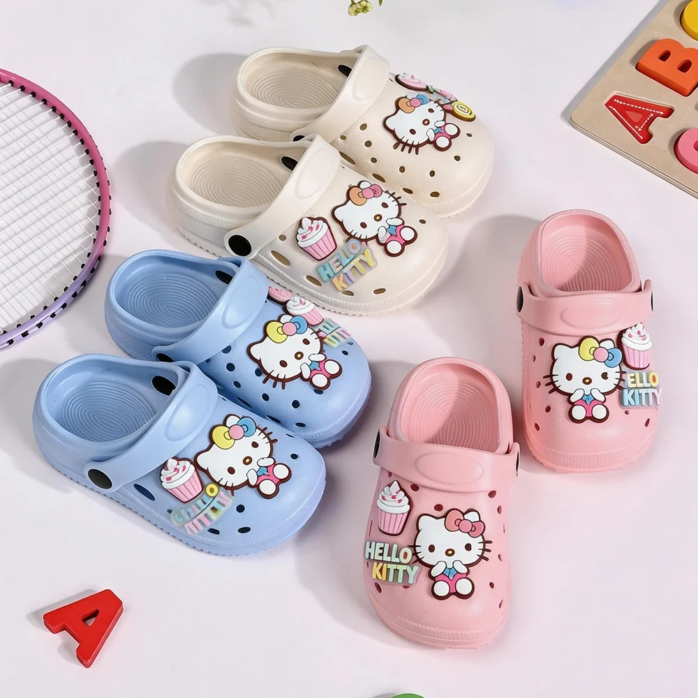 Sanrio Hello Kitty Cave Slippers Lightweight Comfortable Indoor Slippers Outdoor Beach Shoes For Children Summer Shoes