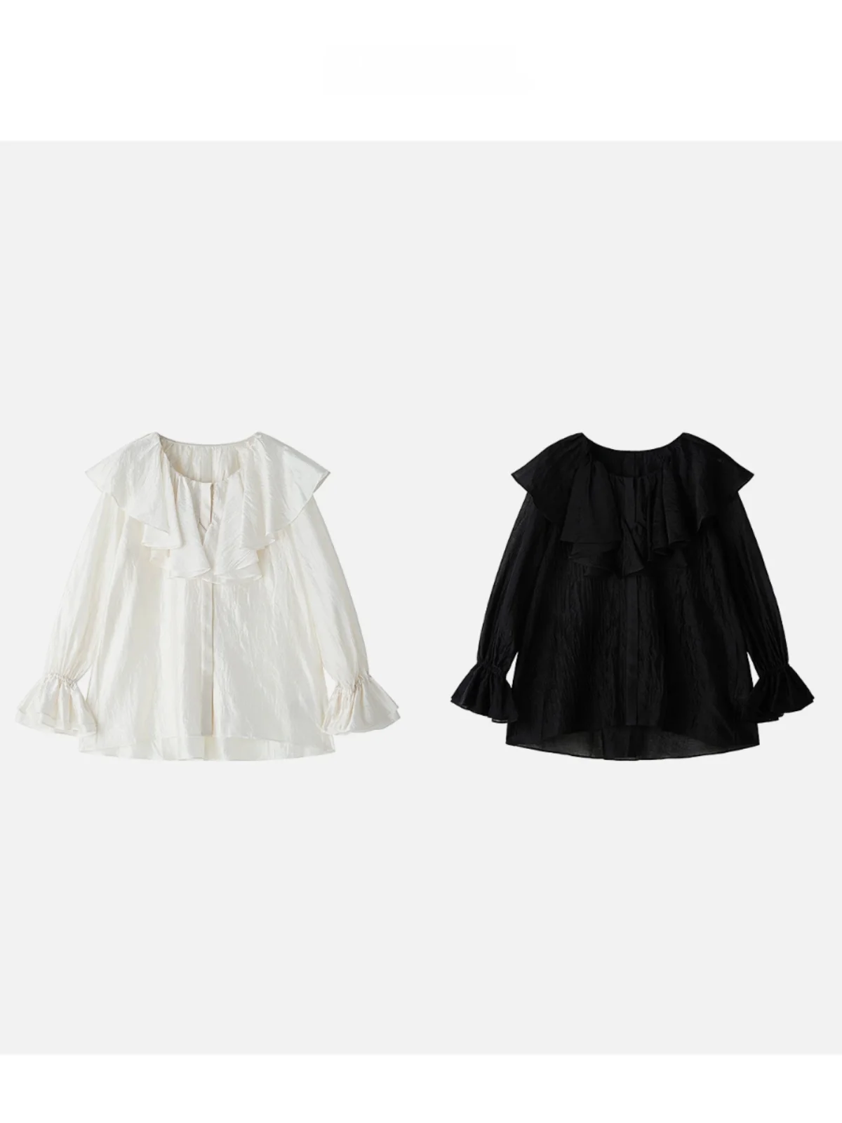 

Ele New Arrival JINGJING2025 "y Beau" Acetate Satin irt with Lotus Le Collar And Rich Girl Feelings Women's irt