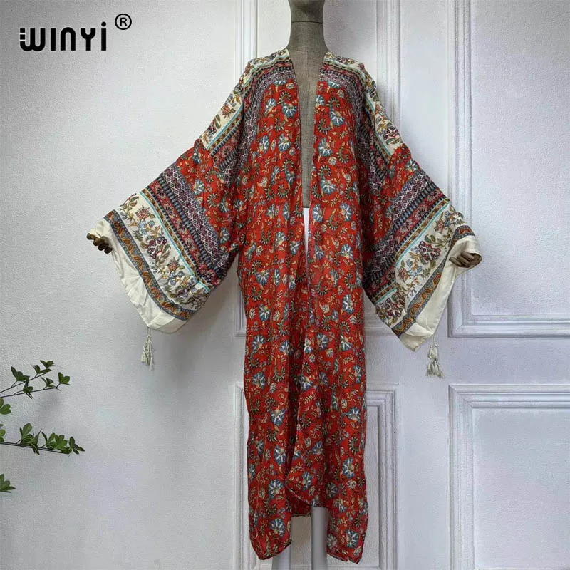 WINYI Europe summer Bohemia dress Beach Wear elegant Africa women Cardigan holiday party free size Kimono cover-ups for women