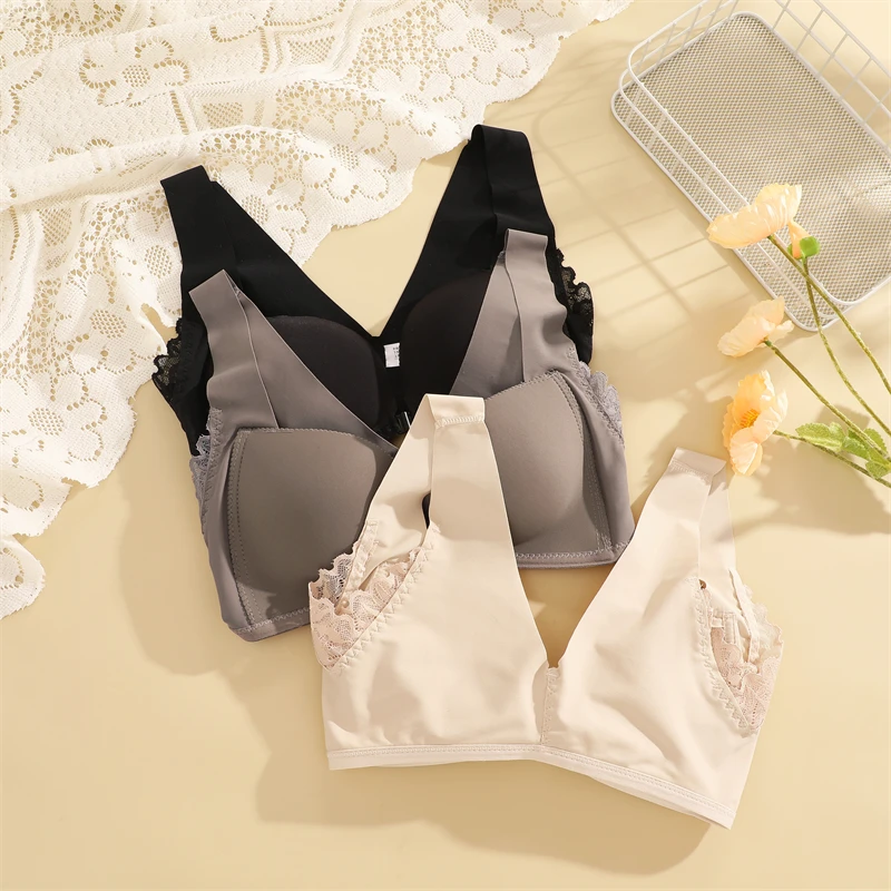 Seamless Bra Front Closure Push Up Bras Brassiere Wireless Bralette Push Up Bras for Women Underwear Large Size Plus Size Linger