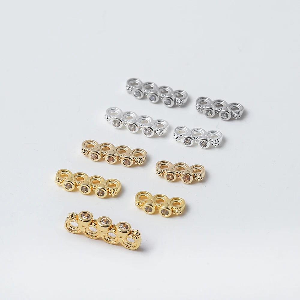 Multi Strands Separators Bar CZ Brass 3/4holes Spacer Bar Beads Connector For Diy Necklace Bracelet Jewelry Making Accessories