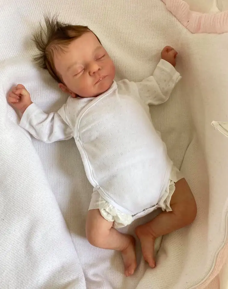 BZDOLL Realistic 46cm Reborn Baby Doll With 3D-painting Skin and Vascular Vein Alive Soft Silicone Newborn Sleeping Bebe