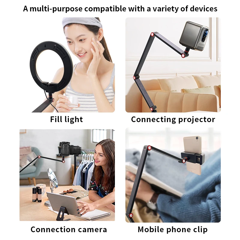 Benutzerdefiniertes Logo, robuste, um 360 Grad drehbare Desktop-Projektorhalterung, tragbarer Ständer für Reise- und Videoprojektoren, hergestellt in Premium