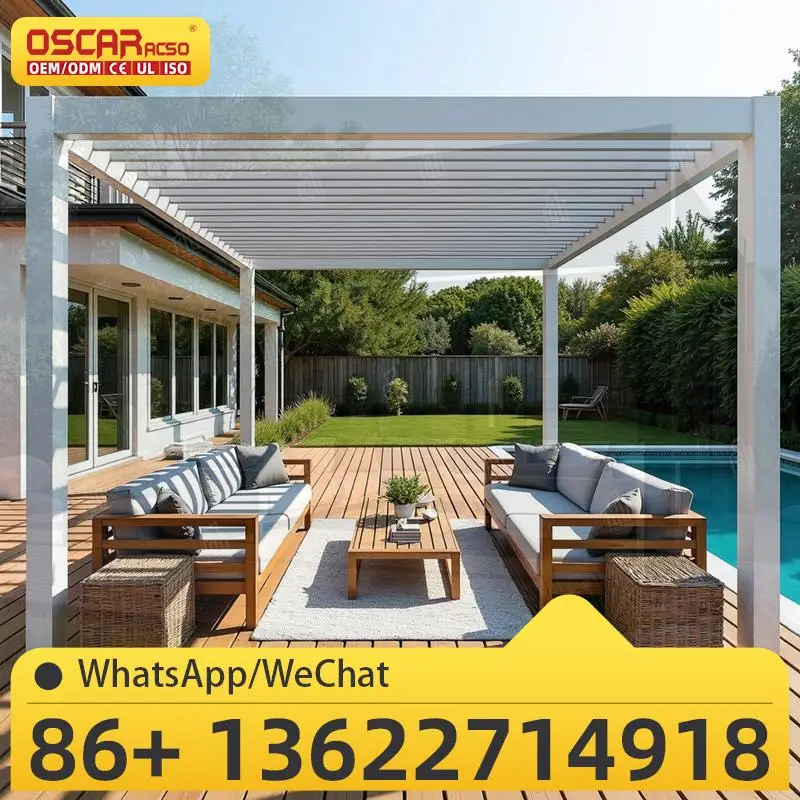 

Motorized Electric Retractable 5X3 Aluminium Bioclimatic Pergola for Patio Garden Backyard pergola
