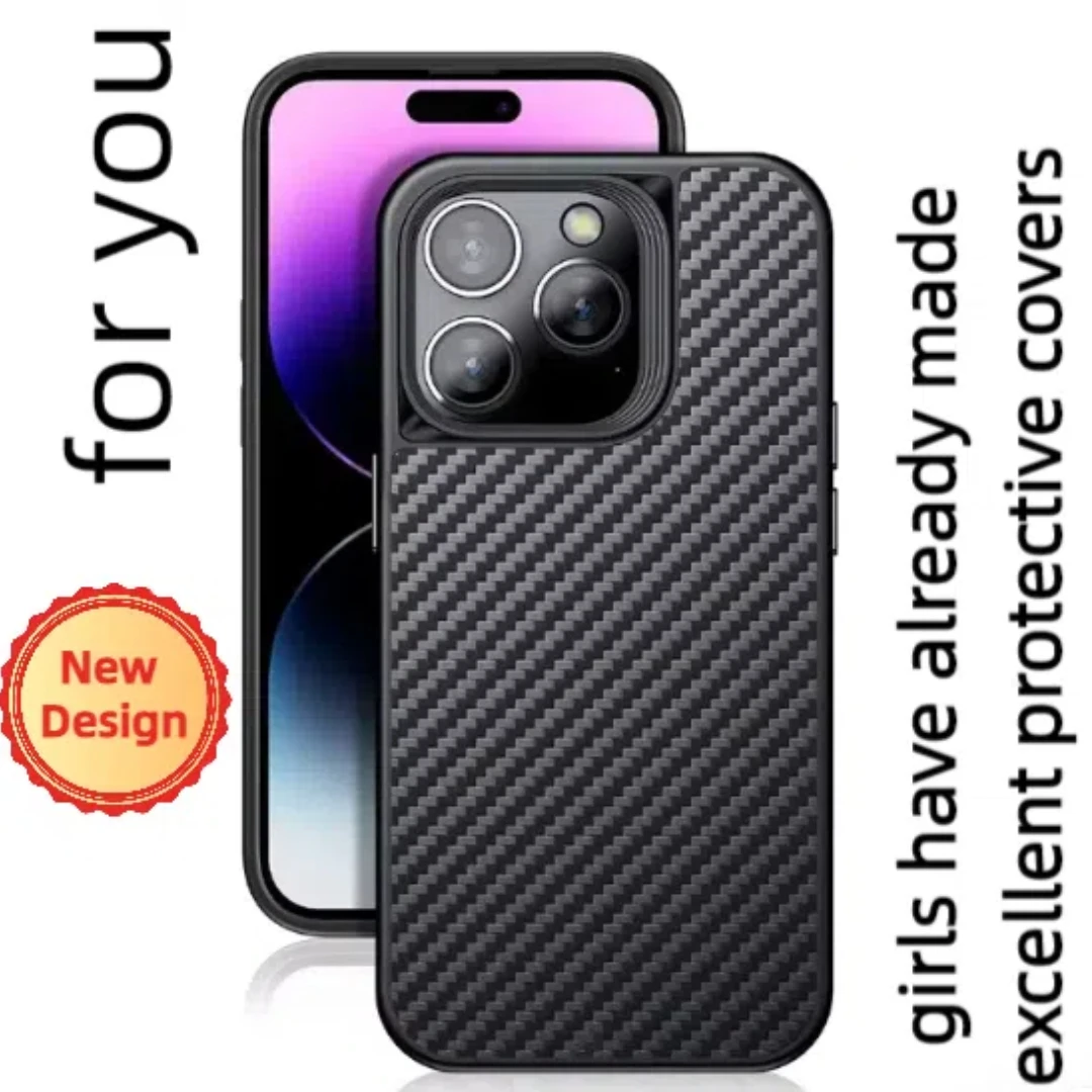 

2025 New Design Real Carbon Fiber Built-in Magnetic Phone Case for IPhone 16e 16 16 Pro Max Case 12 13 14 15 Pro Max Hybrid Case