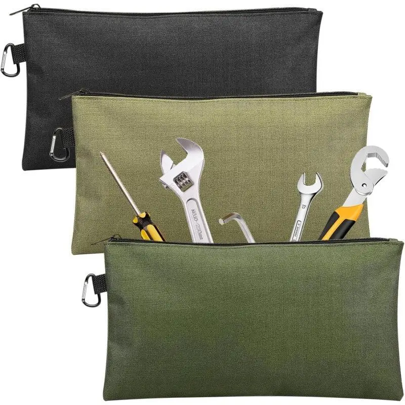 

Premium Multipurpose Tool Pouches Storage Bag With Zipper And Carabiner For Camping Woodworking Electrician Gardening