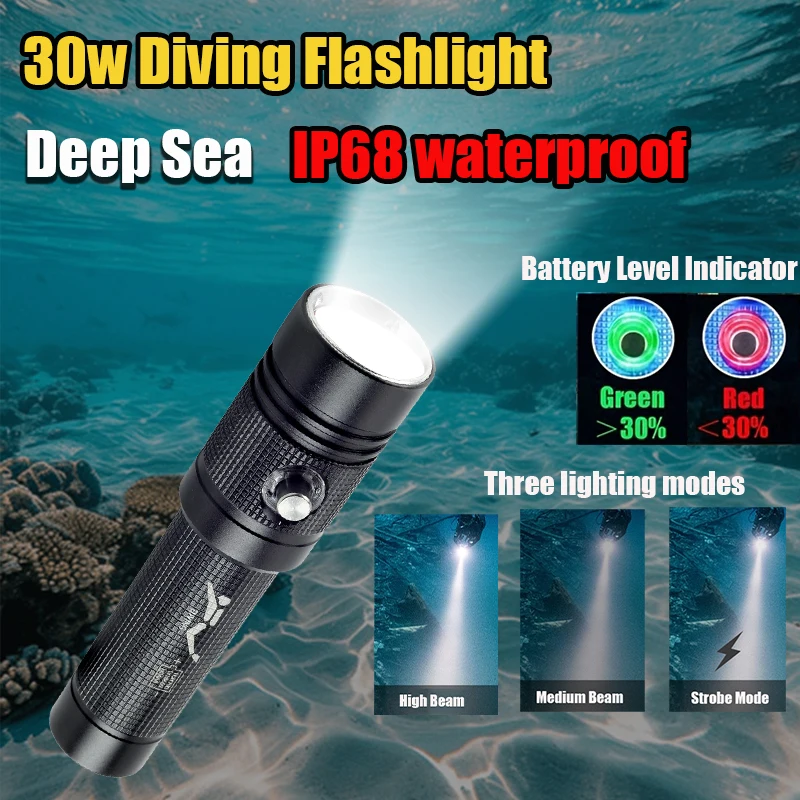 

Diving Flashlight 1600 Lumens Outdoor Underwater Ultra-Bright Long-Lasting Night Dive Portable Magnetic Switch Diving Flashlight