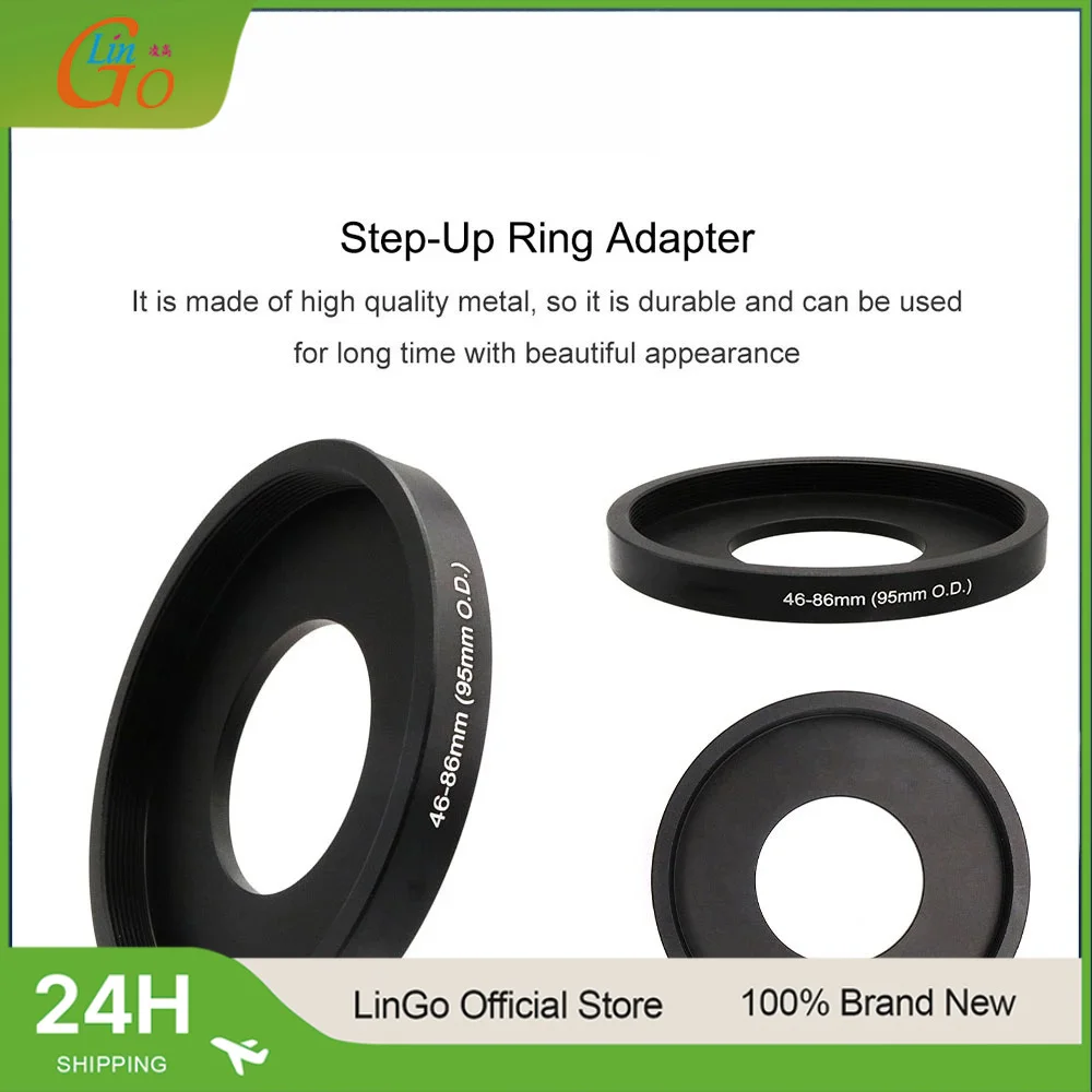 Lin Go 44/46/48/49/52/54/55/58/62/67mm-86mm (95mm O.D.) Matte Box Filter Adapter Step Up Front Ring