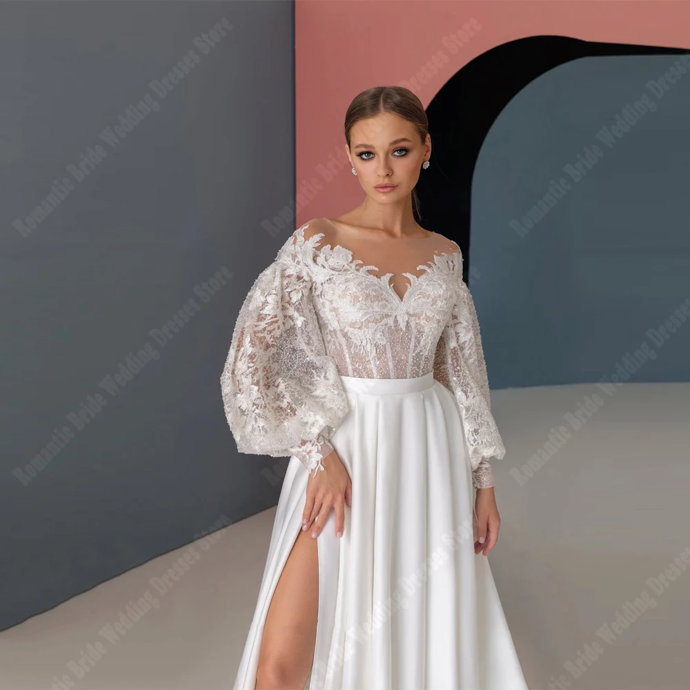 Robes de mariée élégantes en tulle pour femmes, col en V sexy, manches longues, princesse mariée, tout ce qui est magnifique, robe de banquet de plage, éducatif, 2024