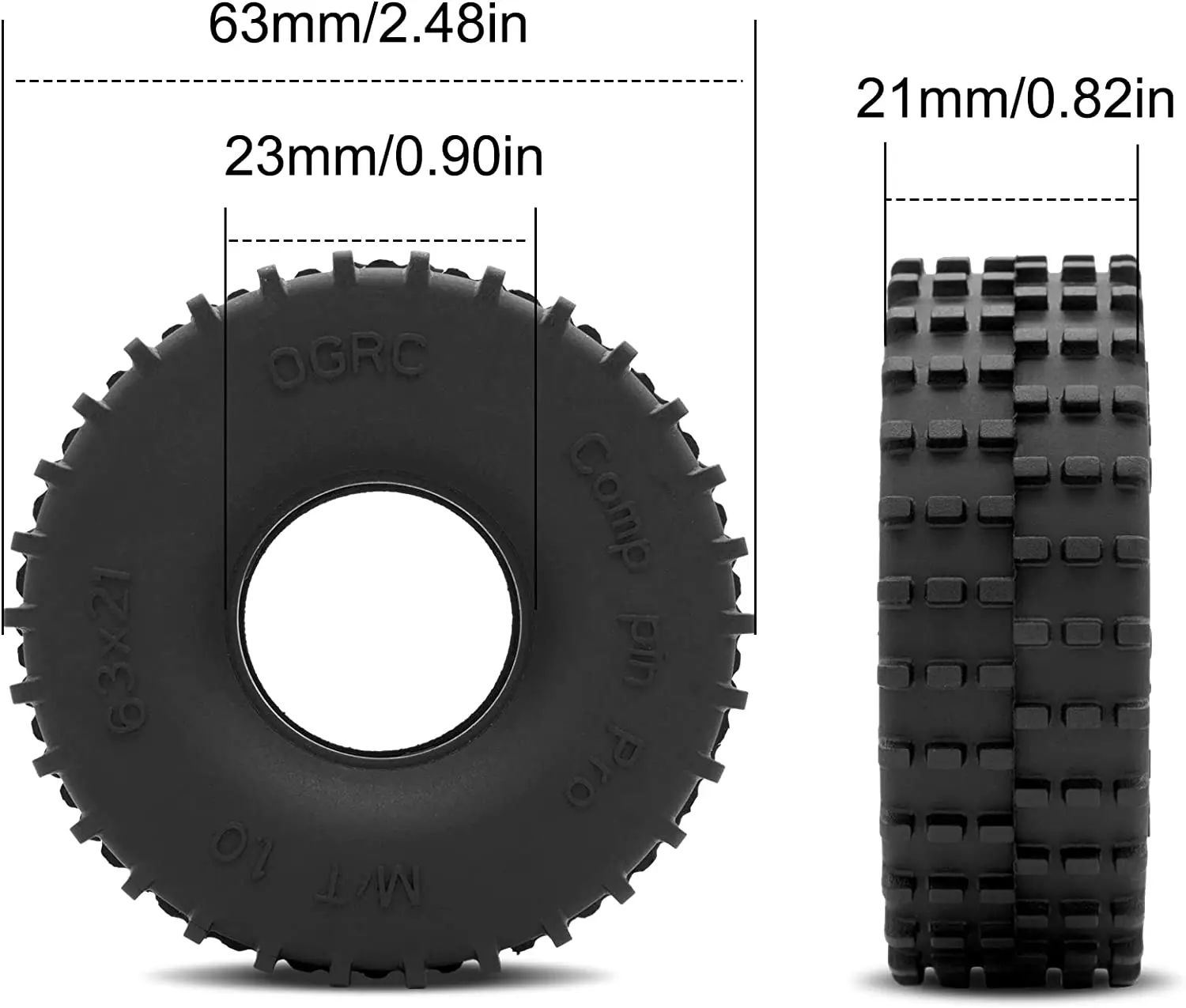 Esilun 1.0 RC Tires Competition Pins Tyres for 1/18 TRX4M 1/24 SCX24 Gladiator Bronco C10 JLU DB FCX24 RC Crawler Car Rock Buggy