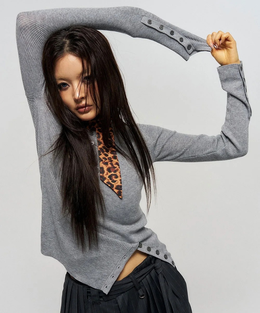 Damen Y2K Geripptes Strickoberteil, Langarm, Knopfverzierung, Slim Fit, Rundhalsausschnitt, Pullover, lässige Streetwear, Herbstmode, Bluse für Mädchen – Detail 9