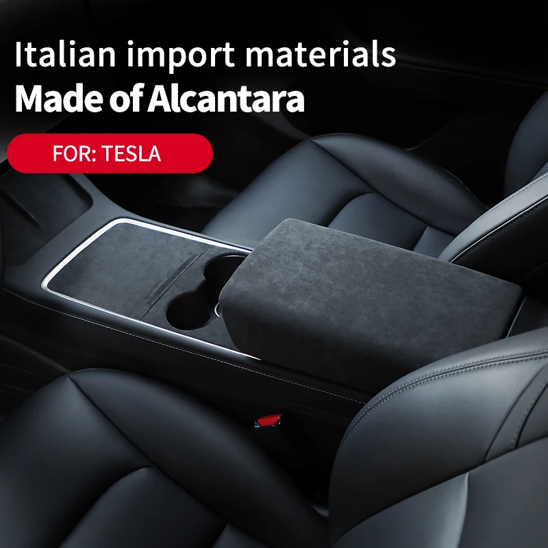

Для Tesla Model 3, Model Y 2018 2019 2020 2021 2022 Центральные чашки из алькантары, подлокотник, передняя крышка, коврик, оболочка