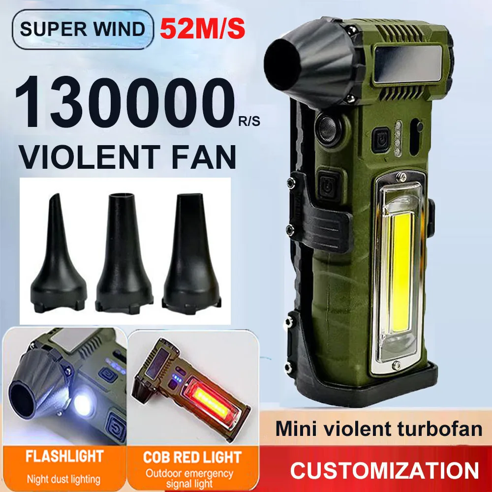 

130000RPM Turbo Jet Fan 4 in 1 Electric Air Duster Wind Speed 52m/s Powerful Air Blower Car Keyboard Dust Cleaning With Lighting
