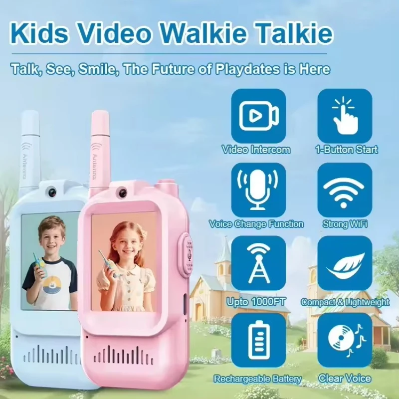 

Wireless Walkie Talkie Video Intercom Outdoor Long Range Parent-Child Interactive Smart Pager Electric Toy 2 Packs Set Kids Gift