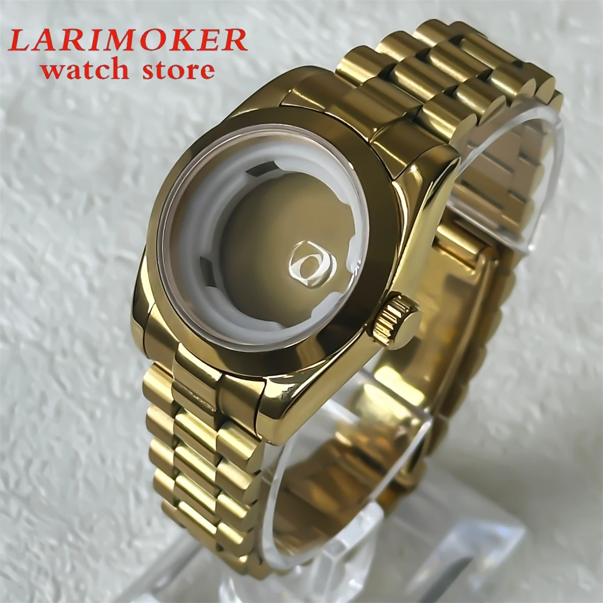 BLIGER-caja de reloj para mujer, caja de acero inoxidable de oro rosa, lupa, cristal de zafiro plano, accesorios de modificación de reloj