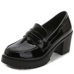 2025 Spring Non-slip Platform Shoes Woman High Heel Shoes Comfort Fashion Casual Shoes Patent  Leather Shoes High Heels Big Size