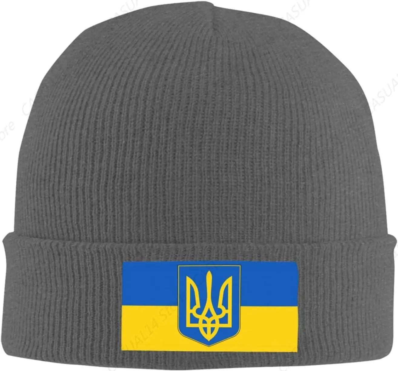 UkR Flag Beanie Hat Men Winter Warm Hat Women Knit Stocking Hat Slouchy Skull Cap Knitted Hat Black