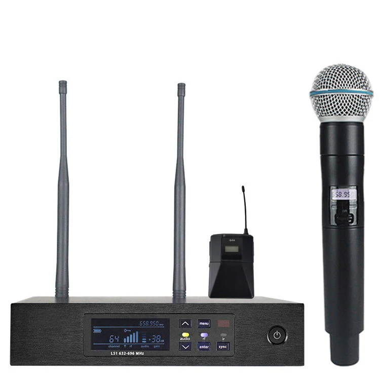QLXD4 Professional Metal UHF Wireless Handheld Karaoke Micro System for Stage QLXD24/B58/BETA58A/BETA87A/KSM9 Microphone System