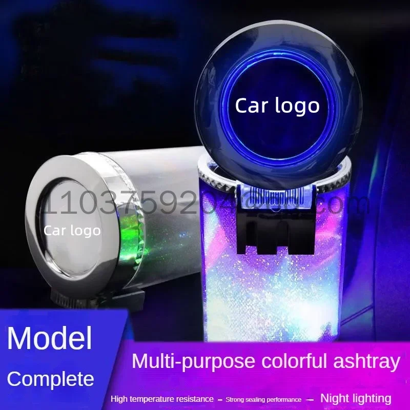 Car Ashtray With LED Light Airtight Lid Multifunctional Vehicle Cup Holder Air Vent Ashtray Trash Can Car Interior Decoration