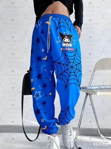 Imagen 2 del producto 2025 Pantalones deportivos informales Kuromi para mujer, pantalones deportivos diarios Kuromi, pantalones largos para primavera/verano para exteriores para mujer