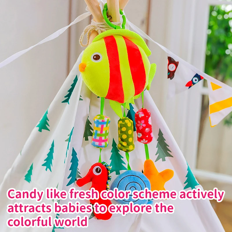 

Montessori Baby Early Education Enhances Color Recognition Plush Pendant Toys Baby Sensory Rattles Animals Bed Bell Toys Gifts
