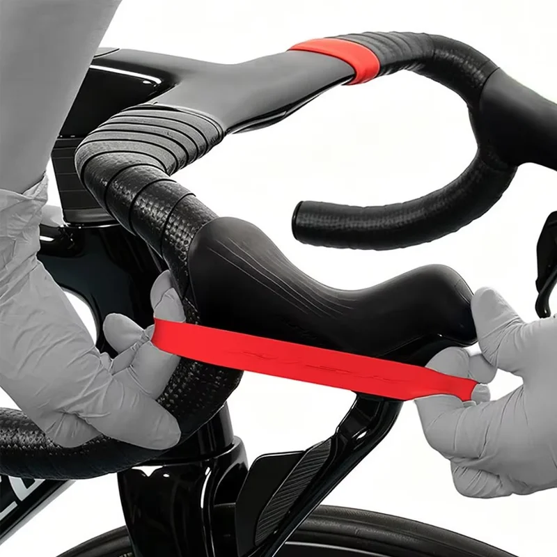 2Pcs High Elasticity Bicycle Handlebar Strap Fixing Ring Silicone Material Black Red Handlebar Tape End Fixing Easy Fixing