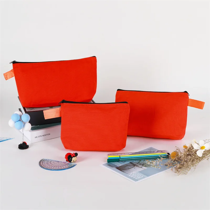 StoBag 10pcs Colorful Canvas Bag with Zipper Pencil Case Cotton Stationery Cosmetic Packaging Storage Makeup Handbag Pouches