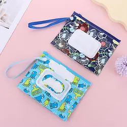 1Pcs Portable Wet Wipes Bag Flip Cover Tissue Box Cosmetic Pouch Baby Product Snap-Strap Carrying Case Stroller Accessories