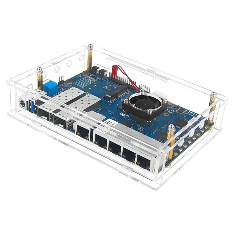 Acrylic Protective Shells Case with Fan for Banana Pi R3 BPI-R3 Development Board